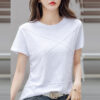 Summer Slim Cotton Bamboo Solid Color Casual Women's T-Shirts O-Neck - Image 2