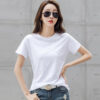 Summer Slim Cotton Bamboo Solid Color Casual Women's T-Shirts O-Neck - Image 8