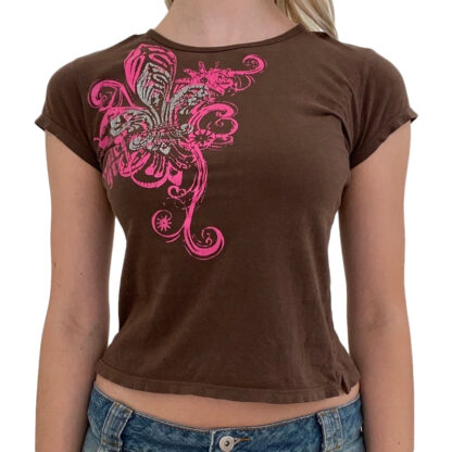 Vintage T-shirt Women's Short Sleeve Round Neck Slim Fit Tops - Image 5