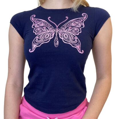 Vintage T-shirt Women's Short Sleeve Round Neck Slim Fit Tops - Image 2