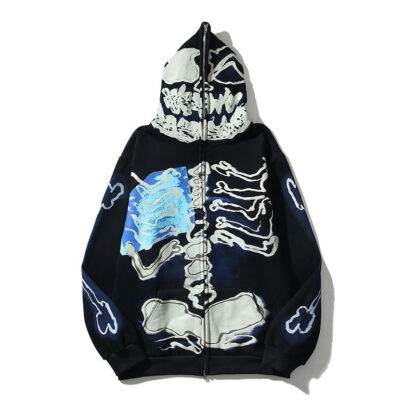 HIp Hop Cactus Jack Fragment Skull Print Zip Up Hoodies Harajuku Casual Sweatshirts - Image 12