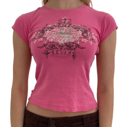 Vintage T-shirt Women's Short Sleeve Round Neck Slim Fit Tops - Image 4