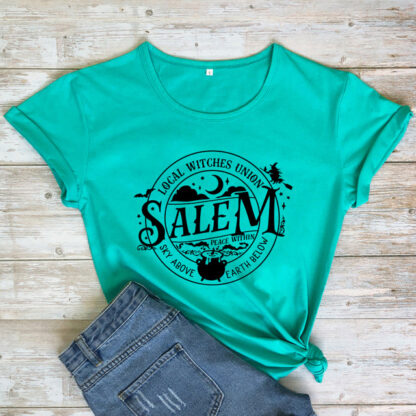 Local Witches Union Wiccan Salem T-shirt Short Sleeve - Sky Above Earth Below - Image 12