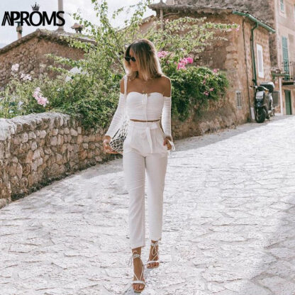 Off The Shoulder Crop Tops Casual Pleated White or Black Shirt Women's Short Sleeve - Image 9