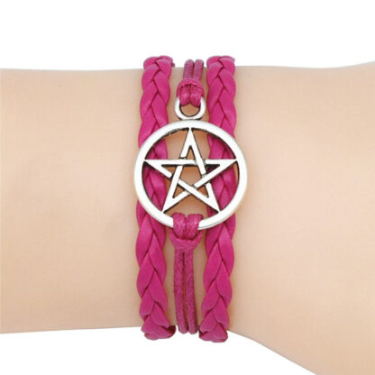 4 Colors New Gothic Fashion Antique Pentagram Charms Wiccan Pentacle Leather Bracelets Vintage Jewelry Gift for Women Men - Image 2