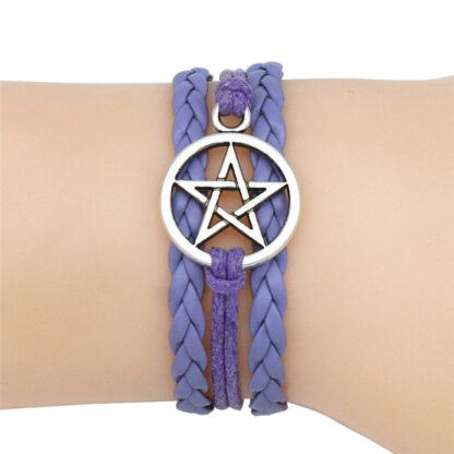 4 Colors New Gothic Fashion Antique Pentagram Charms Wiccan Pentacle Leather Bracelets Vintage Jewelry Gift for Women Men - Image 3