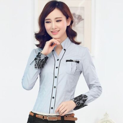 Women's Elegant Blouse - Fashionable Button Up White Work Shirt - Image 11