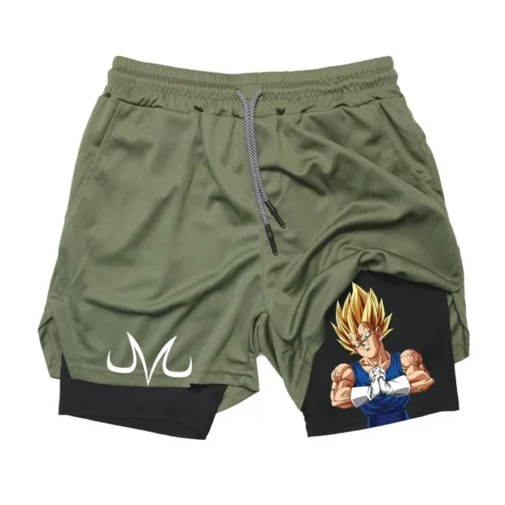 Majin Demon Army Green and Black Mesh Gym Shorts