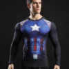 Superhero Inspired America Compression Shirts - Long Sleeve