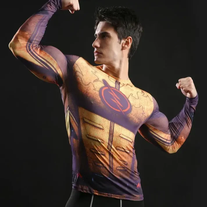 Reverse Superhero Inspired Compression Shirt - Long Sleeve